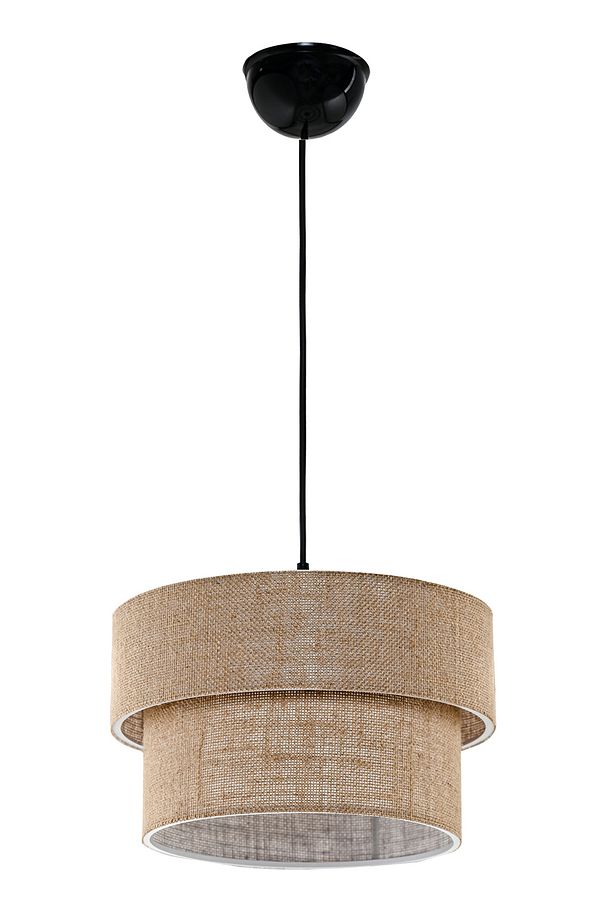 Jüt İp Kumaş Hasır Natural Rattan Sarkıt Avize - 3