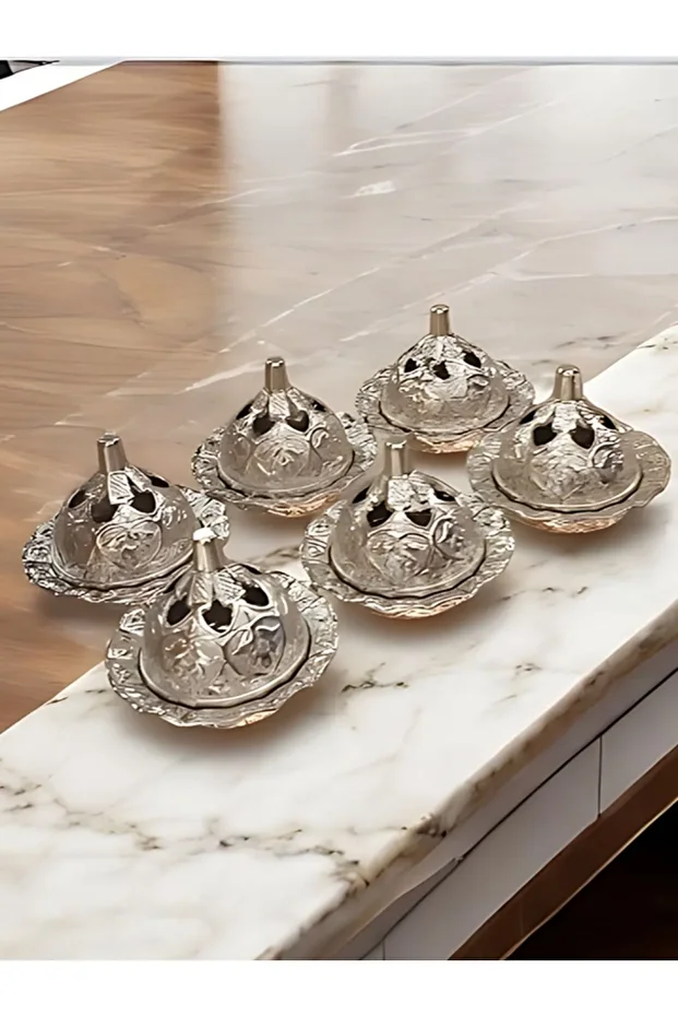 Bakır Tütsülük & Bakır Lokumluk Bakır şekerlik Bakır Minik Çerezlik 6 lı Set - 2