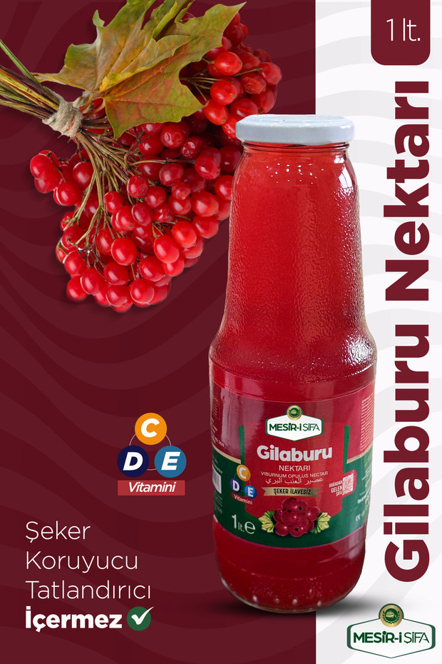 Gilaburu Nektarı Şeker İlavesiz Organik Gilaburu Suyu 1Lt Meyve Suyu - 1