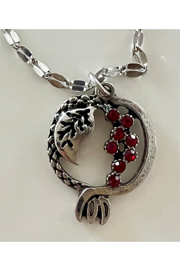 Silver Color Minimal Pomegranate Necklace with Steel Chain