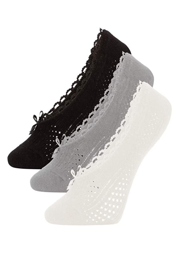 Women's Invisible 3-Piece Cotton Frilly Ballerina Socks Z9631Azns