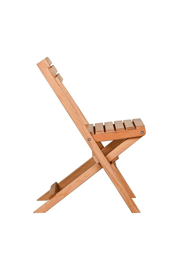 AHŞAP KATLANIR PUF MİNDERLİ 3 lü BİSTRO SET BAHÇE TAKIMI (NATUREL) - 3