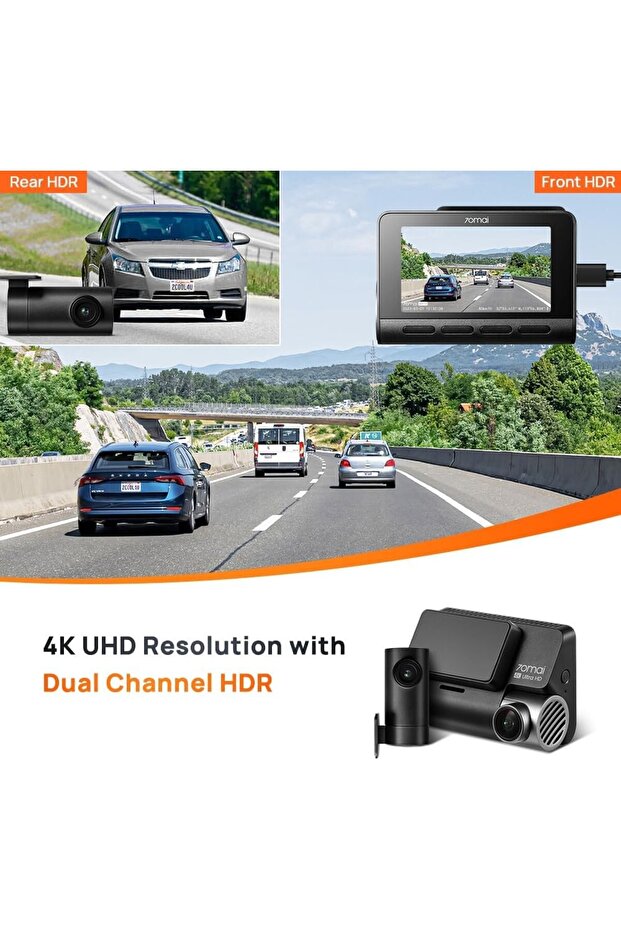 A810-2 4K Dash Cam, Çift HDR Ön ve Arka Kamera, Dahili GPS ve Akıllı Park Koruma - 7