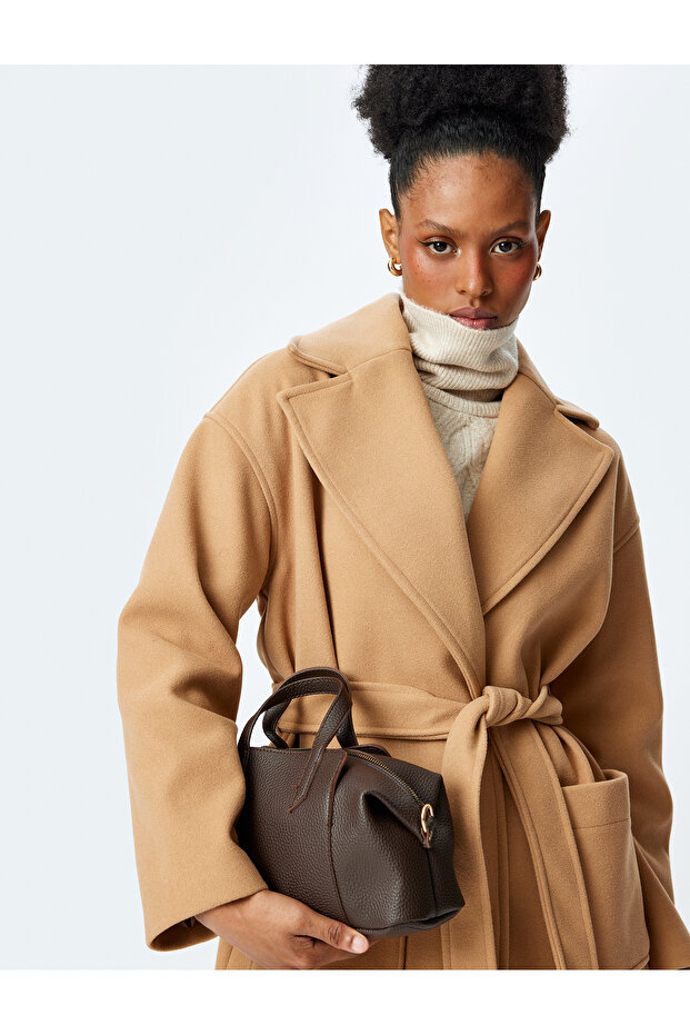 Faux Leather Handle Strap Zippered Crossbody Bag