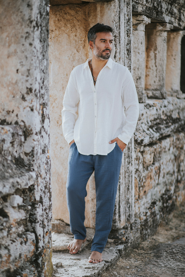 Ricco Muslin Men's Shirt Ecru