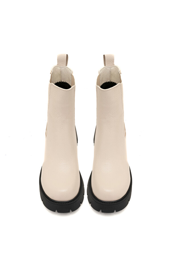 Kadın Bej Deri Bot - 2