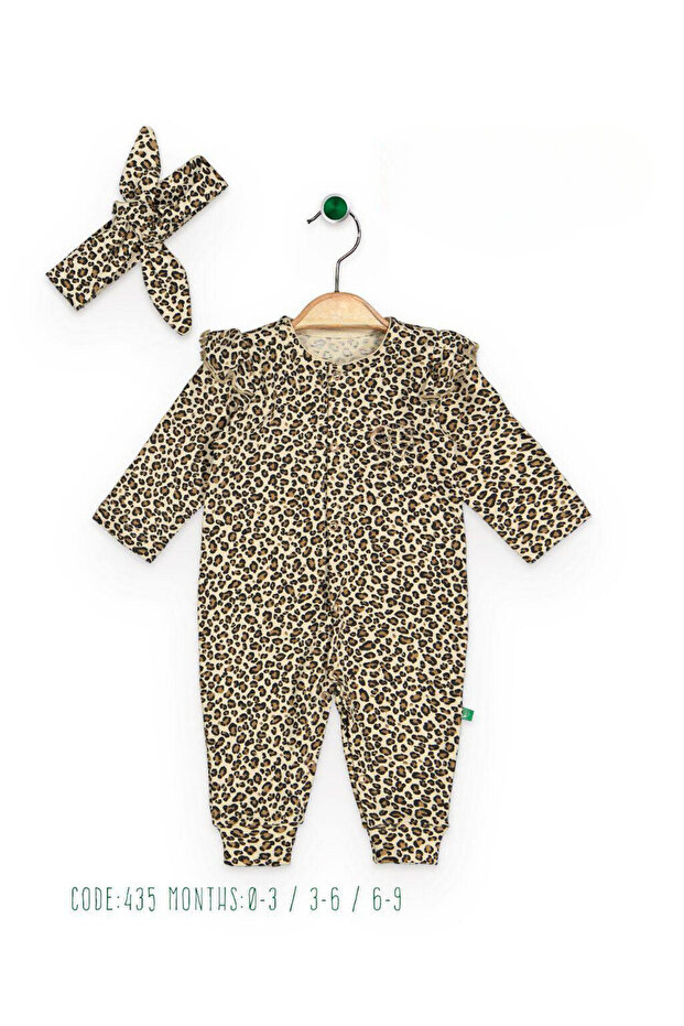 Baby Girl Bandana Leopard Printed Jumpsuit
