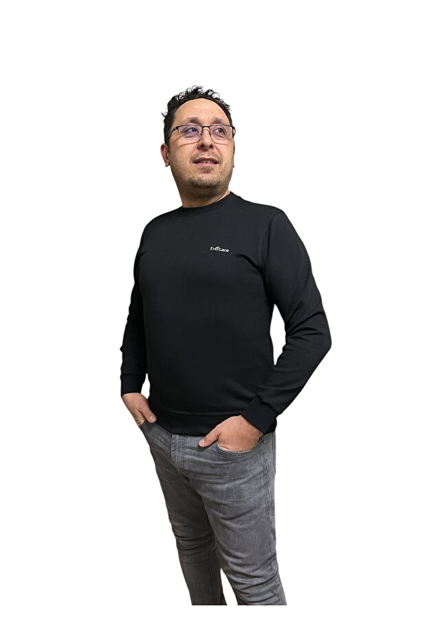 Siyah Kapşonsuz sweat