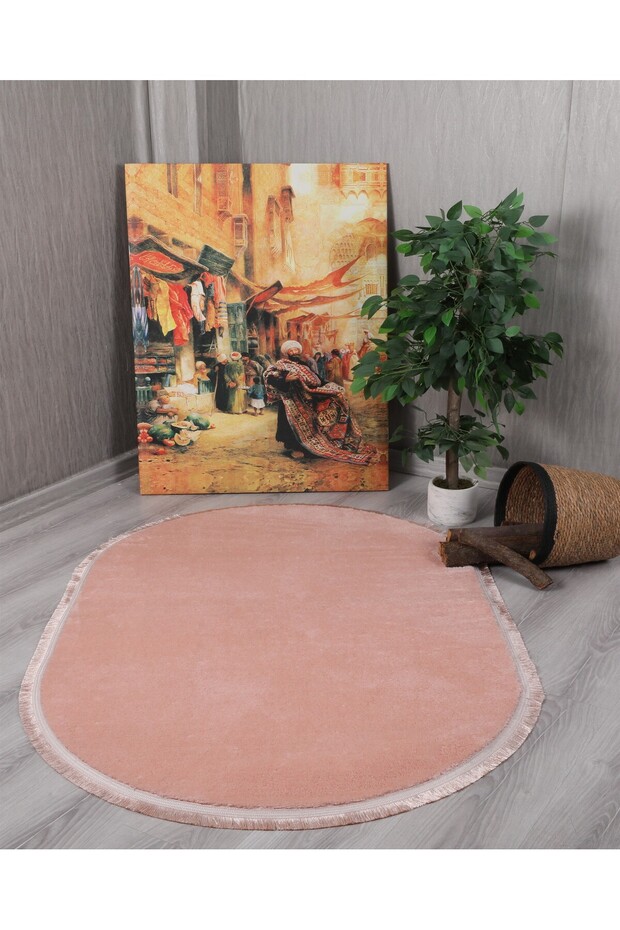 My Evilla Modern Decorative Oval Sports Fringed Puffy Plush Carpet Runner