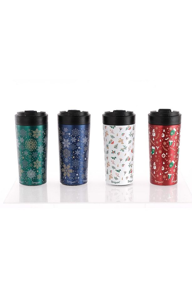 Termos Mug 380 ml Flip Kapaklı - Yılbaşı Hediyesi - Sus 304 Paslanmaz Çelik, Vakum Yalıtımlı - 4