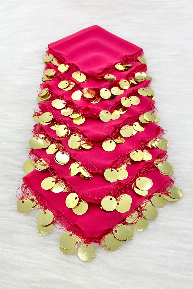 Fuchsia Gold Chiffon Halay Handkerchief 5 Pieces, Bride Groom Wedding Henna Circumcision Engagement Bride