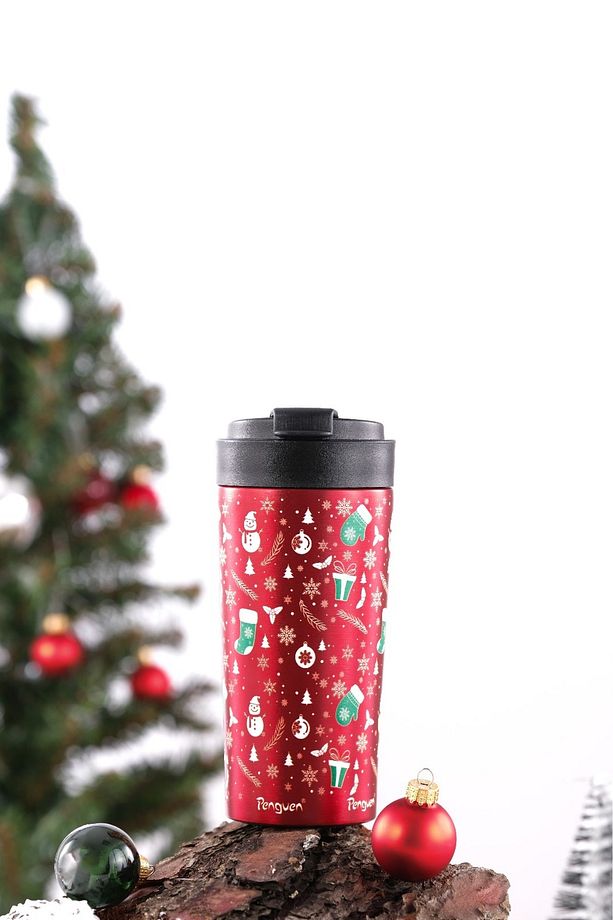 Termos Mug 380 ml Flip Kapaklı - Yılbaşı Hediyesi - Sus 304 Paslanmaz Çelik, Vakum Yalıtımlı - 3