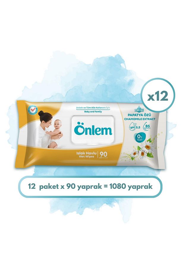 Önlem Papatyalı Islak Havlu 90 x 12 Adet - 1