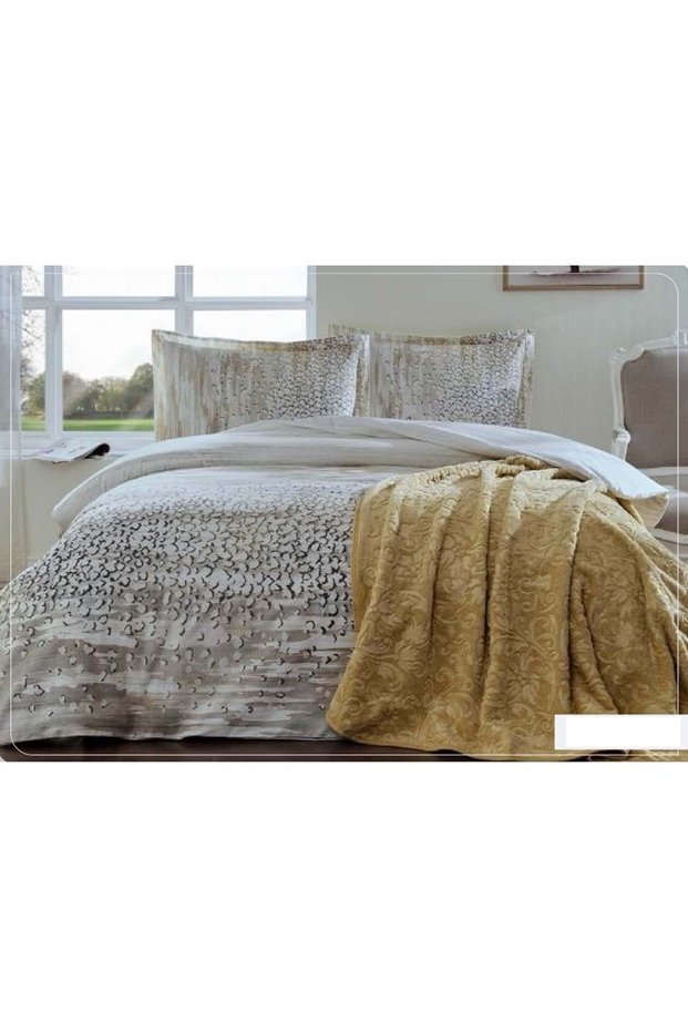 Özdilek Trendy Double Duvet Cover Set with Blanket-Inheret Cream