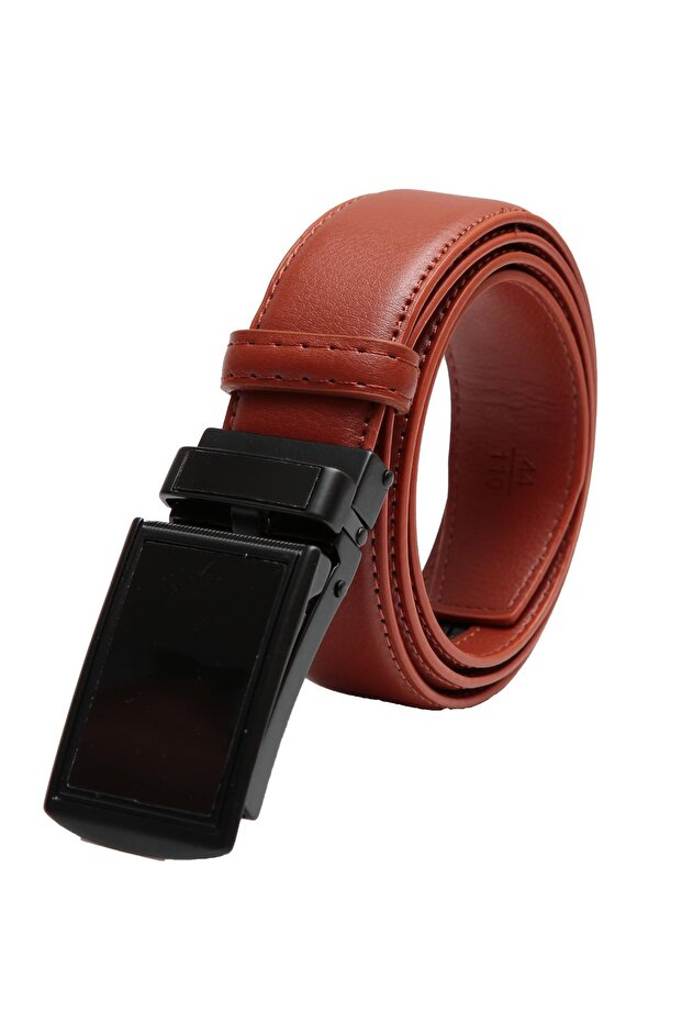 Leather 3.5 cm Automatic Buckle Tan Belt