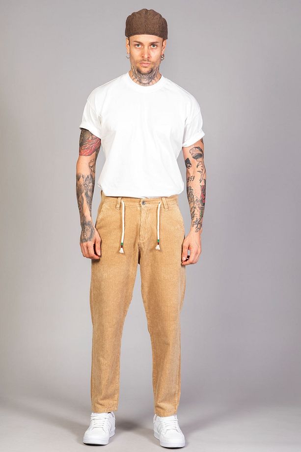 Erkek Balmumu Baggy Fit Rahat Kalıp Kadife Pantolon - 5