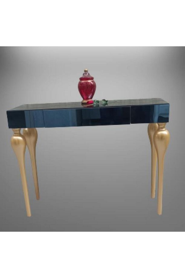 Dresuar 18087 Tombul Model Kayın Torna Ayak Parlak Gold Siyah Füme Ayna El Yapı - 1