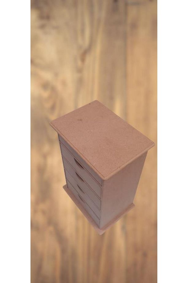 Hobi Erdl 90038 Dekoratif Takı Şifonyeri 5 Çekmece Model Ham Ahşap Mdf El Yapımı - 5
