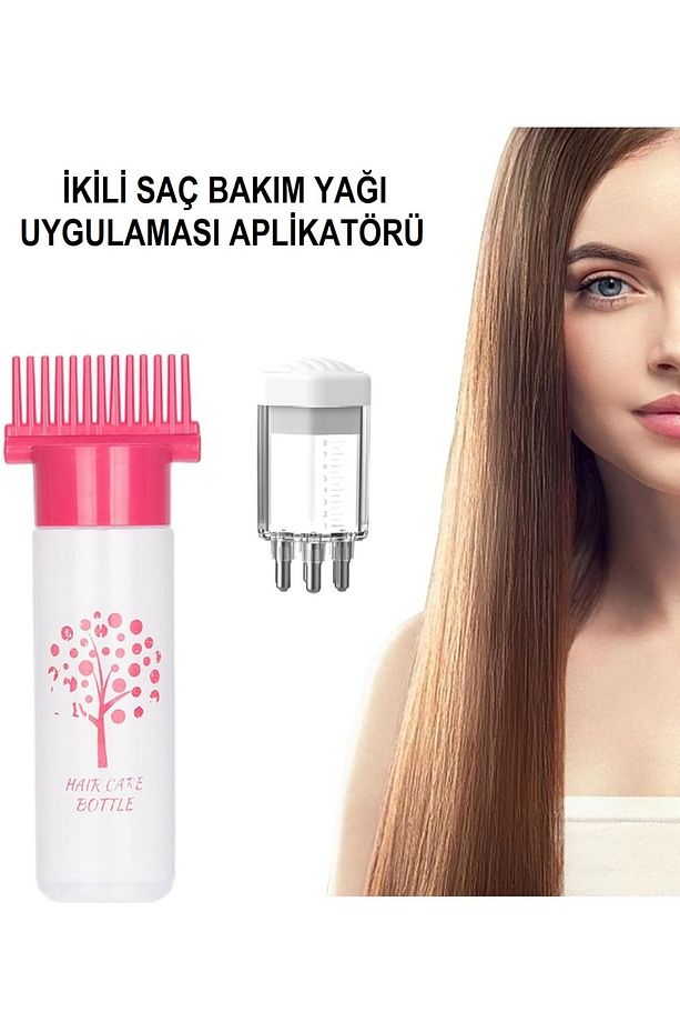 Kolay Kullanım Saç Derisi İçin Saç Bakım Yağı Uygulama Aplikatör Set Saç Bakım Yağı Şişesi (2Lİ SET) - 1