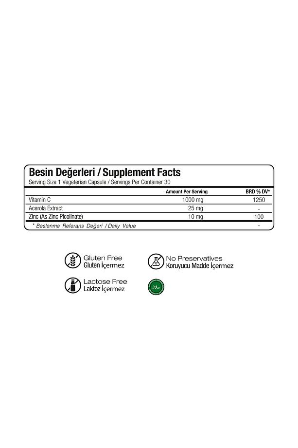 Vitamin C 1000mg 60 Bitkisel Kapsül - 4