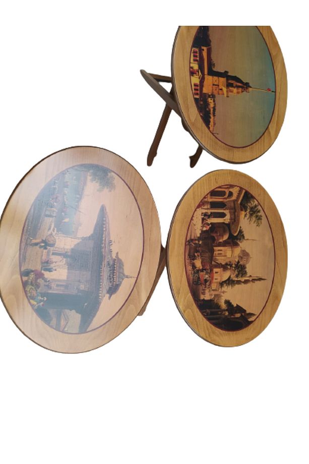 Çanta Zigon18207 Oval Resimli Klasik Model Kayın Ayak Parlak Ceviz Nature El Yapı - 7
