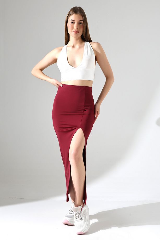 Dalgıç Kumaş Yırtmaçlı Uzun Etek Maxi Boy 92 Cm - 3