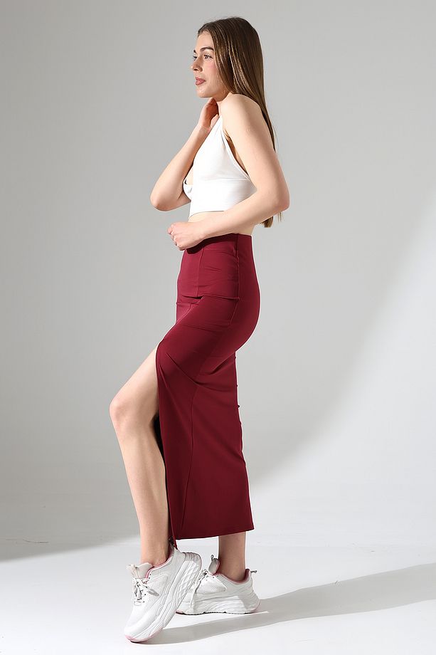 Dalgıç Kumaş Yırtmaçlı Uzun Etek Maxi Boy 92 Cm - 5