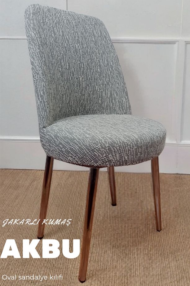 Jakarli Kumaş Sandalye Örtüsü , Oval Sandalye Kılıfı , Çubuk Desen (1 ADET) - 1