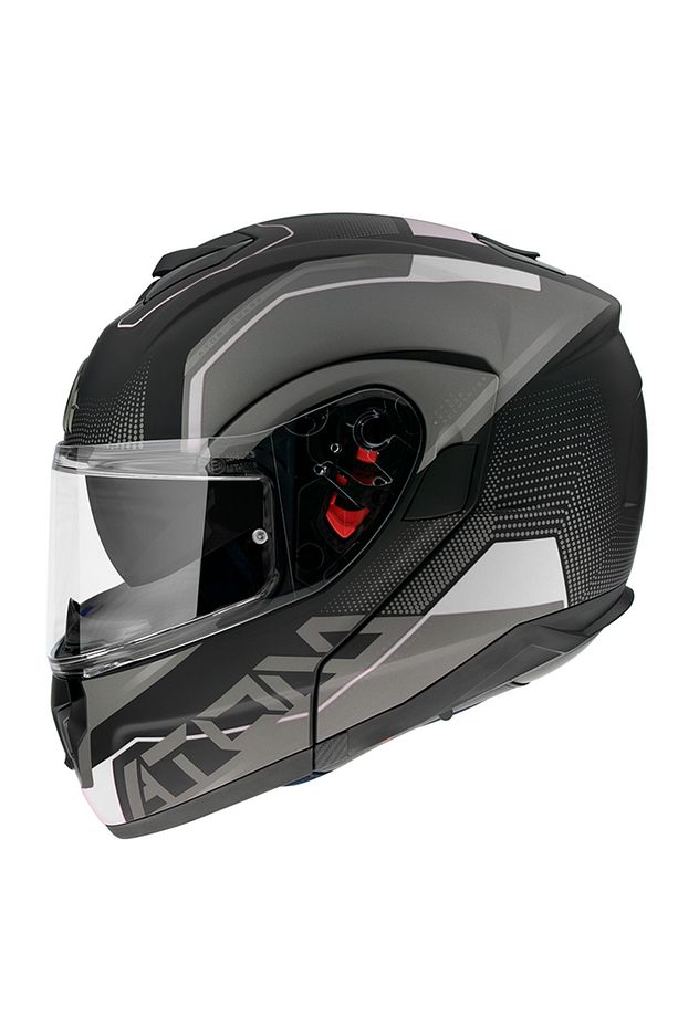 Atom Quark Çene Açılır Kask Vizörlü Beyaz-gri X-small - 1