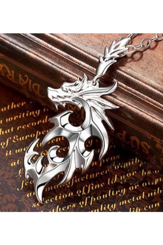 Gümüş Kaplama Would Ejderha Kolye - 3