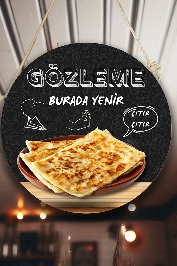 Gözleme Salonu için Duvar, Kapı, Tek Taraflı Askılı Pano Karşılama Tabelası, Gözleme Dükkanı Süsü - 3