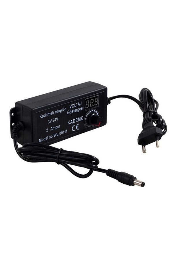 3 Volt - 24 Volt 2 Amper 5.5*2.5 Standart Uçlu Digital Ekranlı Ayarlı Kademeli Adaptör Dijital Ekran - 6