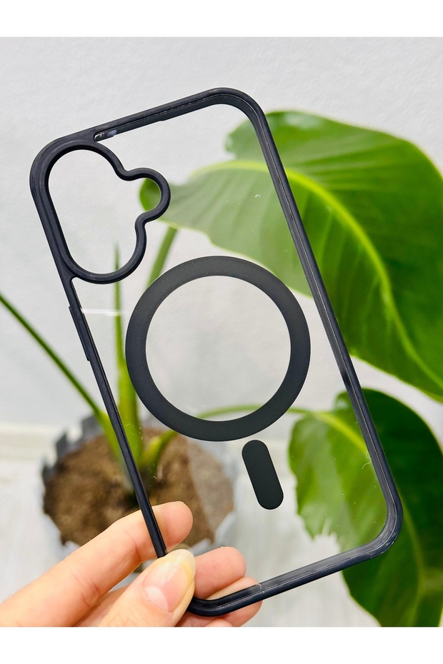 iPhone 16 Plus Black Edge Transparent Case with Magsafe Feature - 4