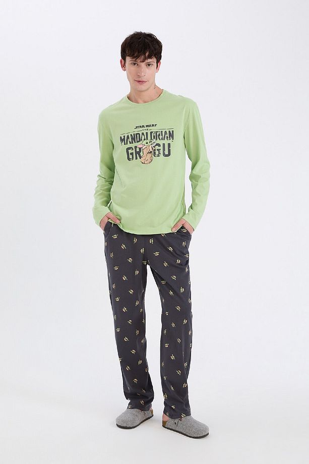 Star Wars-Mandalorian Pijama Takımı Regular Fit Uzun Kollu Üst Beli Lastikli Uzun Alt D8221AX24WN - 1