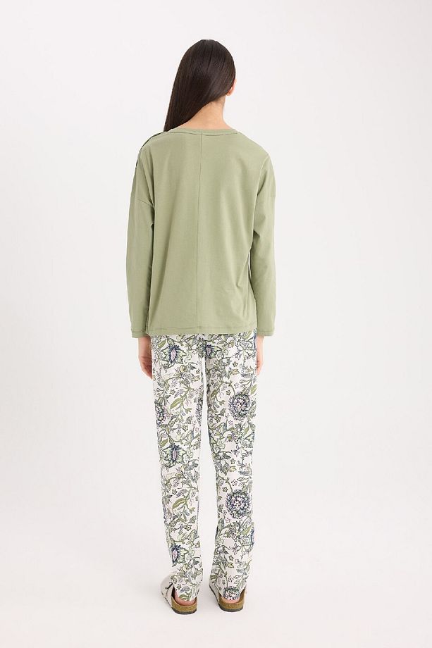 Fall in Love Pijama Takımı Regular Fit Uzun Kollu Baskılı Üst Desenli Uzun Alt E2893AX24AU - 6