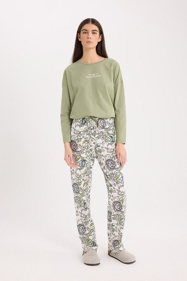 Fall in Love Pijama Takımı Regular Fit Uzun Kollu Baskılı Üst Desenli Uzun Alt E2893AX24AU - 2