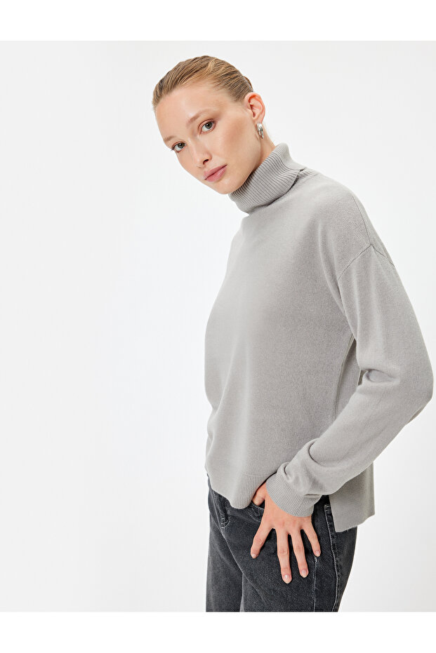 Basic Knitwear High Top Sweater Long Sleeve Soft Textured