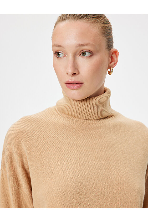 Basic Knitwear High Top Sweater Long Sleeve Soft Textured