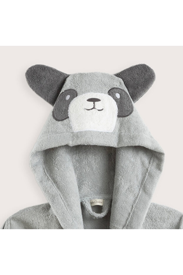 Panda Kapüşonlu Bornoz Gri - 2