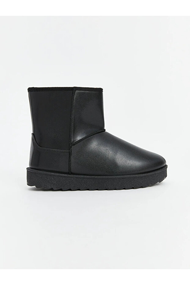LCW STEPS Siyah Deri Görünümlü Kadın Kar Botu - 5