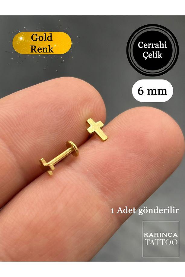 Haç Piercing Cross Kaliteli Cerrahi Çelik Burun Conch Forward Helix Piercing Kıkırdak Tragus Küpe - 1