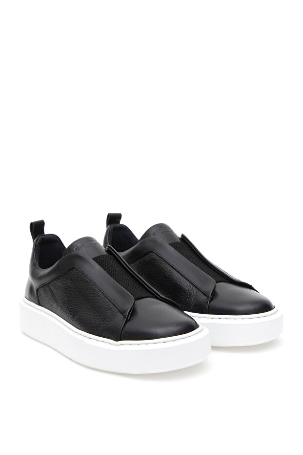 Black Eva Sole 100% Leather Casual Shoes 50295982-Vr046