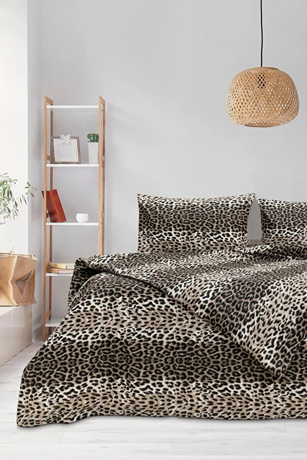 طقم غطاء لحاف فردي بنقشة الفهد (بدون ملاءات) - 1