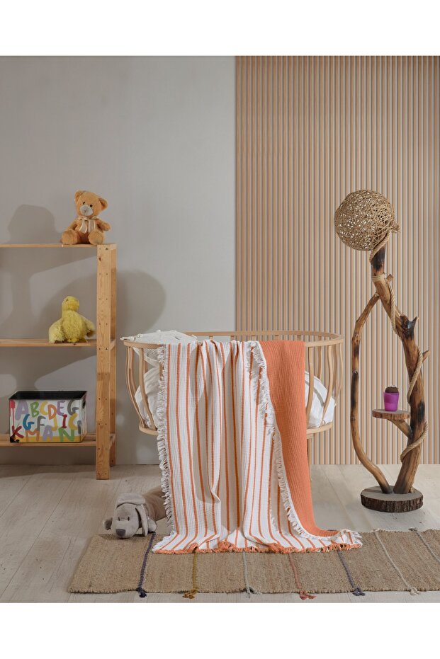 Orange 100% Cotton 4 Layer Muslin Baby Blanket & Children's Muslin Blanket