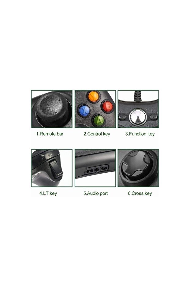 Xbox 360 Controller Pc Kablolu Oyun Kolu 2,20m Usb Kablolu Oyun Kolu Gamepad Joystick Controller - 4