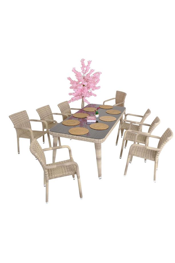 Peter 100x215 Rattan Bahçe Masa Takımı | Rehome - 3