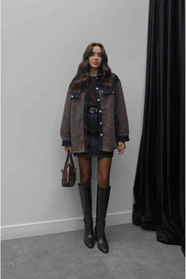 Mavi Kısa Denim Etek - 6