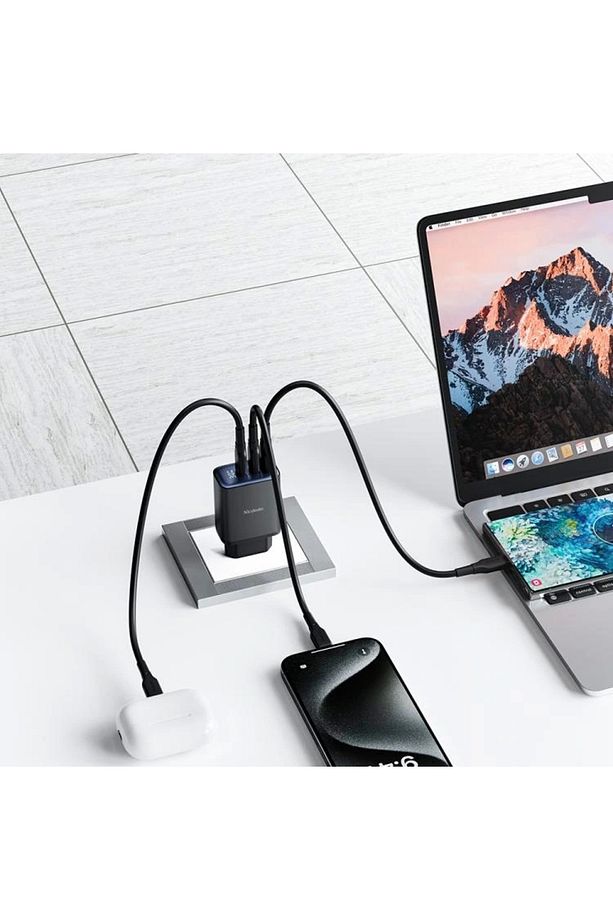 CH-2180 30W 2 TYPE-C 1 USB-A GİRİŞLİ DİGİTAL GÖSTERGELİ HIZLI ŞARJ ALETİ- SİYAH - 5