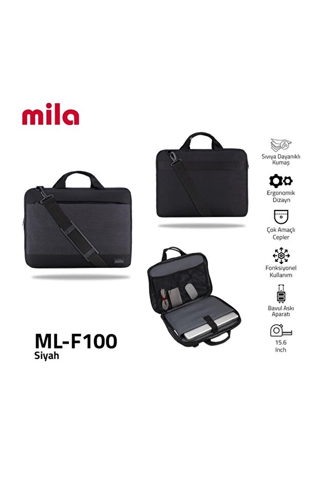 Mila Classone ML-F100 13,14,15.6" Mila Laptop Çantası,Lenovo,Hp,Asus,Macbook,Mac Air Uyumlu - Siyah