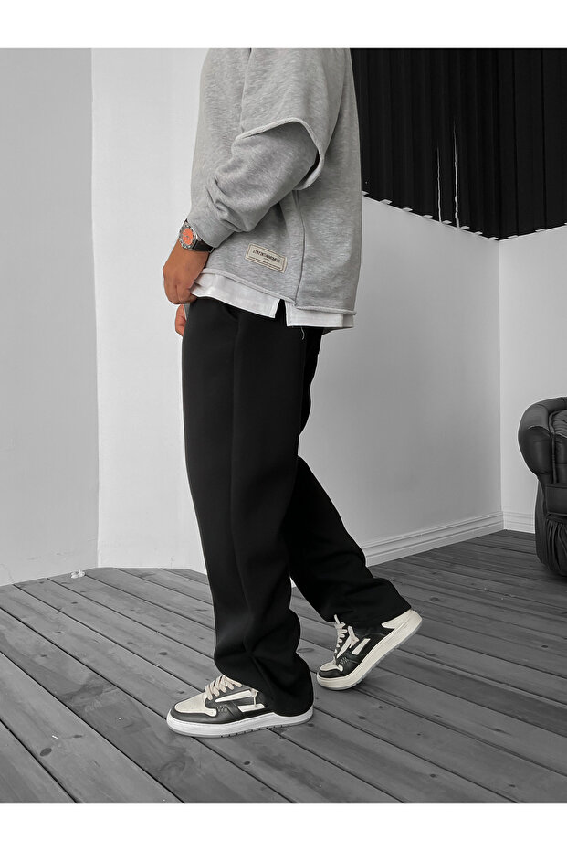 Siyah Basic Boru Paça Eşofman JJ-83 - 5